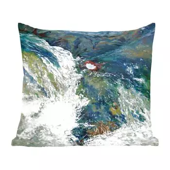 MuchoWow Декоративная подушка Диванная подушка Декоративная подушка для гостиной 50 x 50 см Картина маслом Птица и водопад - Чехлы на подушки - Украшение - Спальня