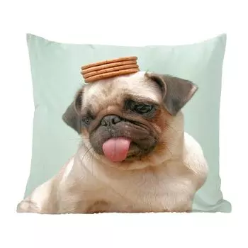MuchoWow Декоративная подушка Диванная подушка Декоративная подушка для гостиной 50 x 50 см Собака - Забавное - Печенье - Дети - Мальчики - Девочки - Дети - Чехлы на подушки - Украшение - Спальня