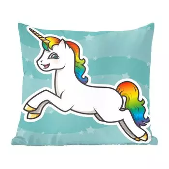 MuchoWow Декоративная подушка Диванная подушка Декоративная подушка для гостиной 60 x 60 см Иллюстрация прыгающего единорога - Девочки - Дети - Дети - Наволочки - Хлопчатобумажная ткань - Декоративные наволочки