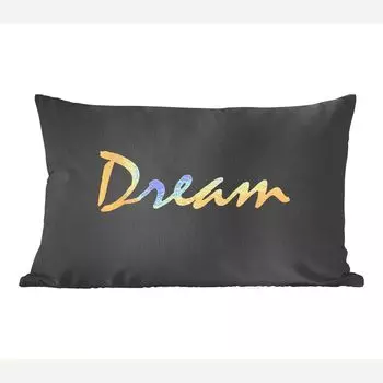 MuchoWow Декоративная подушка Диванная подушка Декоративная подушка для гостиной 60 x 40 см Quote - Dream - Черный - Золотой - Чехлы для подушек - Декоративные чехлы для подушек - Декоративные чехлы для подушек