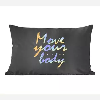 MuchoWow Декоративная подушка Диванная подушка Декоративная подушка для гостиной 60 x 40 см Цитата - Танцы - Золотой - Черный - Чехлы на подушки - Декоративные чехлы на подушки - Декоративные чехлы на подушки