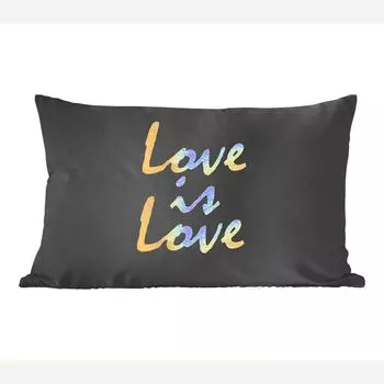 MuchoWow Декоративная подушка Диванная подушка Декоративная подушка для гостиной 60 x 40 см Цитата - Любовь - Золото - Чехлы на подушки - Декоративные чехлы на подушки - Декоративные чехлы на подушки