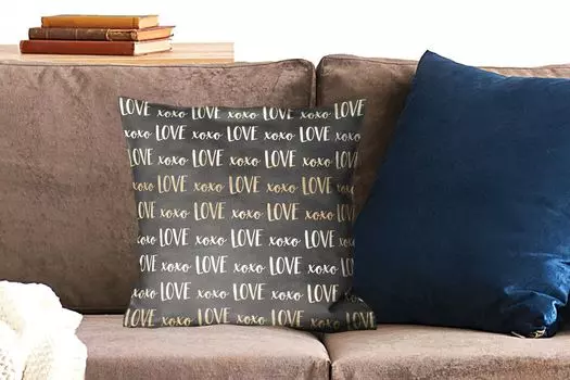 MuchoWow Декоративная подушка Диванная подушка Декоративная подушка для гостиной 45 x 45 см Узор - Любовь - Золото - Черный - Чехлы на подушки - Декоративные чехлы на подушки - Декоративные чехлы на подушки