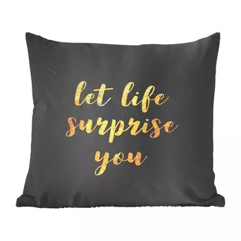 MuchoWow Декоративная подушка Диванная подушка Декоративная подушка для гостиной 50 x 50 см Цитаты - Сюрприз - Золото - Мрамор - Чехлы на подушки - Украшение - Спальня