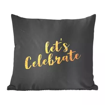 MuchoWow Декоративная подушка Диванная подушка Декоративная подушка для гостиной 45 x 45 см Quote - Вечеринка - Золото - Мрамор - Чехлы для подушек - Декоративные чехлы для подушек - Декоративные чехлы для подушек