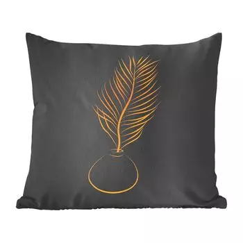 MuchoWow Декоративная подушка Диванная подушка Декоративная подушка для гостиной 50 x 50 см Растение - Золото - Черный - Рисунок линий - Чехлы на подушки - Украшение - Спальня