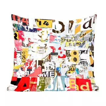 MuchoWow Декоративная подушка Диванная подушка Декоративная подушка для гостиной 45 x 45 см Буквы - Цифры - Винтаж - Коллаж - Чехлы для подушек - Декоративные чехлы для подушек - Декоративные чехлы для подушек