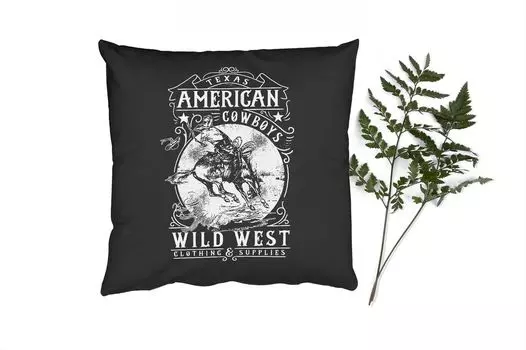MuchoWow Декоративная подушка Диванная подушка Декоративная подушка для гостиной 60 x 60 см Mancave - Вестерн - Ретро - Ковбой - Чехлы на подушки - Хлопчатобумажная ткань - Декоративные наволочки