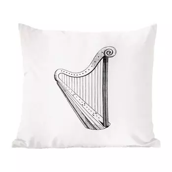 MuchoWow Декоративная подушка Диванная подушка Декоративная подушка для гостиной 45 x 45 см Ретро - Арфа - Музыка - Чехлы для подушек - Декоративные чехлы для подушек - Декоративные чехлы для подушек