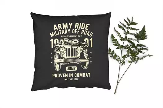 MuchoWow Декоративная подушка Диванная подушка Декоративная подушка для гостиной 60 x 60 см Mancave - Армия - Автомобиль - Ретро - Чехлы на подушки - Хлопчатобумажная ткань - Декоративные наволочки