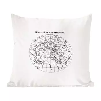 MuchoWow Декоративная подушка Диванная подушка Декоративная подушка для гостиной 60 x 60 см Ретро - Глобус - Черный - Белый - Наволочка - Хлопчатобумажная ткань - Декоративные наволочки