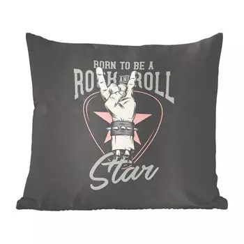 MuchoWow Декоративная подушка Диванная подушка Декоративная подушка для гостиной 45 x 45 см «Рожденный быть звездой рок-н-ролла» - Винтаж - Цитаты - Пословицы - Чехлы для подушек - Декоративные чехлы для подушек - Декоративные чехлы для подушек