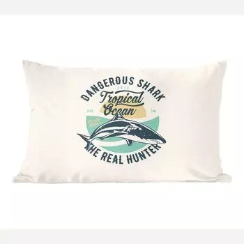 MuchoWow Декоративная подушка Диванная подушка Декоративная подушка для гостиной 60 x 40 см Акула - Лето - Винтаж - Чехлы для подушек - Декоративные чехлы для подушек - Декоративные чехлы для подушек