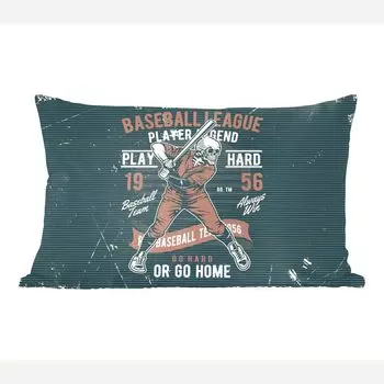 MuchoWow Декоративная подушка Диванная подушка Декоративная подушка для гостиной 60 x 40 см Винтаж - Скелет - Бейсбол - Чехлы для подушек - Декоративные чехлы для подушек - Декоративные чехлы для подушек