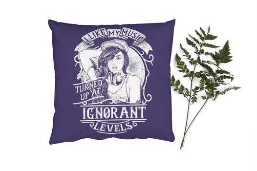 MuchoWow Декоративная подушка Диванная подушка Декоративная подушка для гостиной 60 x 60 см Женщины - Наушники - Ретро - Цитата - Чехол на подушку - Хлопчатобумажная ткань - Декоративные наволочки