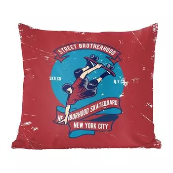 MuchoWow Декоративная подушка Диванная подушка Декоративная подушка для гостиной 45 x 45 см Скейтборд - Мужчина - Винтаж - Буквы - Чехлы для подушек - Декоративные чехлы для подушек - Декоративные чехлы для подушек