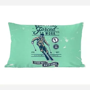 MuchoWow Декоративная подушка Диванная подушка Декоративная подушка для гостиной 60 x 40 см Лыжный костюм - Ретро - Зеленый - Чехлы на подушки - Декоративные чехлы на подушки - Декоративные чехлы на подушки