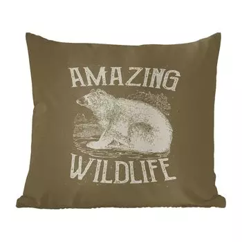 MuchoWow Декоративная подушка Диванная подушка Декоративная подушка для гостиной 60 x 60 см Винтаж - Медведь - Натуральный - Наволочка - Хлопчатобумажная ткань - Декоративные наволочки