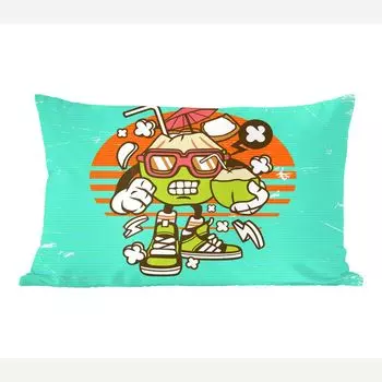 MuchoWow Декоративная подушка Диванная подушка Декоративная подушка для гостиной 60 x 40 см Кокос - Солнцезащитные очки - Ретро - Чехлы на подушки - Декоративные чехлы на подушки - Декоративные чехлы на подушки