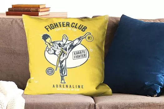 MuchoWow Декоративная подушка Диванная подушка Декоративная подушка для гостиной 60 x 60 см Каратэ - Мужчина - Винтаж - Наволочка - Хлопчатобумажная ткань - Декоративные наволочки