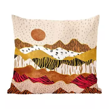 MuchoWow Декоративная подушка Диванная подушка Декоративная подушка для гостиной 60 x 60 см Тигровый принт - Пастель - Золото - Принт - Тигр - Абстракция - Наволочка - Хлопковая ткань - Декоративные наволочки