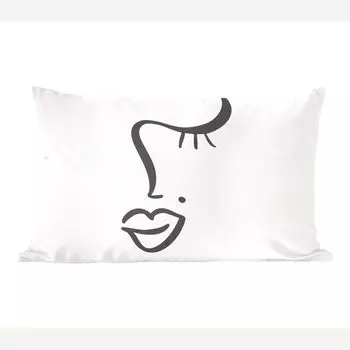 MuchoWow Декоративная подушка Диванная подушка Декоративная подушка для гостиной 60 x 40 см Лицо - Абстракция - Черный - Белый - Чехлы на подушки - Декоративные чехлы на подушки - Декоративные чехлы на подушки