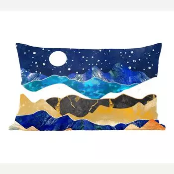 MuchoWow Декоративная подушка Диванная подушка Декоративная подушка для гостиной 60 x 40 см Ночь - Золото - Мрамор - Абстракция - Пейзаж - Горы - Чехлы на подушки - Декоративные чехлы на подушки - Декоративные чехлы на подушки