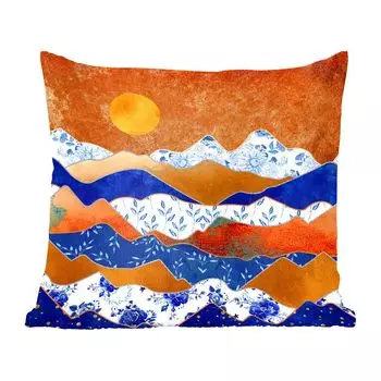 MuchoWow Декоративная подушка Диванная подушка Декоративная подушка для гостиной 45 x 45 см Золото - Делфтский синий - Узор - Чехлы для подушек - Декоративные чехлы для подушек - Декоративные чехлы для подушек