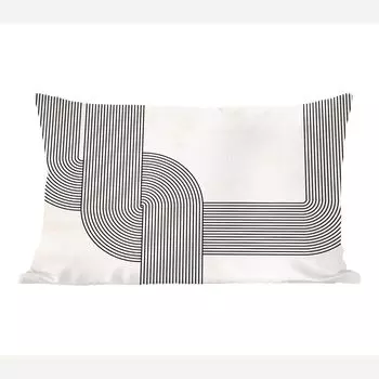 MuchoWow Декоративная подушка Диванная подушка Декоративная подушка для гостиной 60 x 40 см Черный - Белый - Линия - Чехлы на подушки - Декоративные чехлы на подушки - Декоративные чехлы на подушки