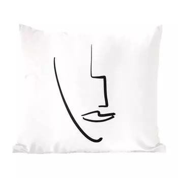 MuchoWow Декоративная подушка Диванная подушка Декоративная подушка для гостиной 45 x 45 см Лицо - Черный - Белый - Абстракция - Чехлы на подушки - Декоративные чехлы на подушки - Декоративные чехлы на подушки