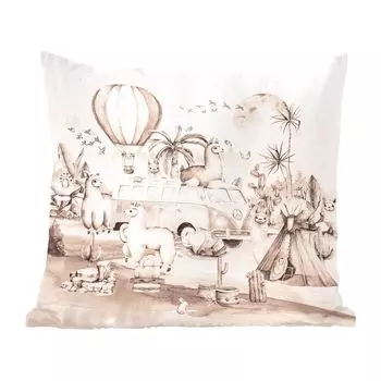 MuchoWow Декоративная подушка Диванная подушка Декоративная подушка для гостиной 60 x 60 см Дети - Альпака - Животные - Мальчики - Девочки - Наволочки - Хлопчатобумажная ткань - Декоративные наволочки