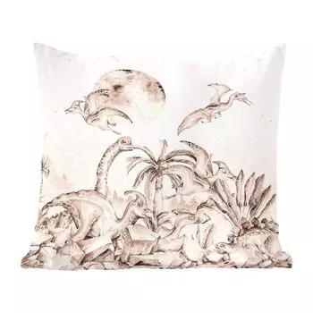 MuchoWow Декоративная подушка Диванная подушка Декоративная подушка для гостиной 60 x 60 см Dino - Дети - Джунгли - Растения - Дети - Наволочка - Хлопчатобумажная ткань - Декоративные наволочки