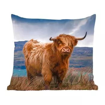 MuchoWow Декоративная подушка Диванная подушка Декоративная подушка для гостиной 50 x 50 см Шотландский горец - Небо - Природа - Наволочки - Украшение - Спальня