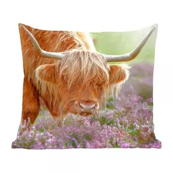 MuchoWow Декоративная подушка Диванная подушка Декоративная подушка для гостиной 60 x 60 см Шотландский горец - Фиолетовый - Цветы - Наволочка - Хлопчатобумажная ткань - Декоративные наволочки