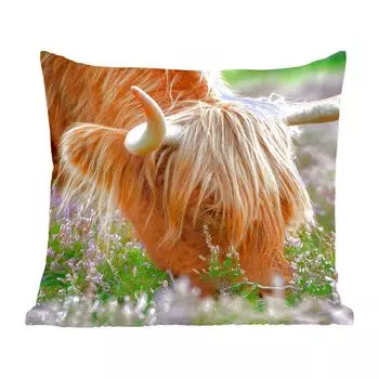 MuchoWow Декоративная подушка Диванная подушка Декоративная подушка для гостиной 50 x 50 см Шотландский горец - Рога - Хизер - Наволочки - Украшение - Спальня