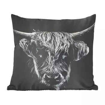 MuchoWow Декоративная подушка Диванная подушка Декоративная подушка для гостиной 40 x 40 см Шотландский горец - Черный - Корова - Животные - Чехлы на диванные подушки - без наполнителя