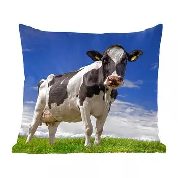 MuchoWow Декоративная подушка Диванная подушка Декоративная подушка для гостиной 50 x 50 см Корова - Трава - Синий - Животные - Наволочки - Украшение - Спальня