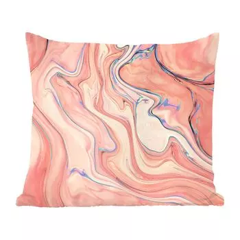 MuchoWow Декоративная подушка Диванная подушка Декоративная подушка для гостиной 60 x 60 см Мрамор - Пастель - Розовый - Синий - Имитация мрамора - Абстракция - Чехол на подушку - Хлопчатобумажная ткань - Декоративные наволочки