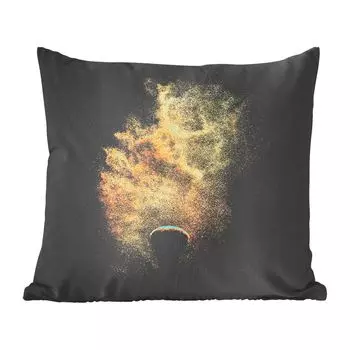 MuchoWow Декоративная подушка Диванная подушка Декоративная подушка для гостиной 45 x 45 см Золотой порошок на черном фоне - Чехлы для подушек - Декоративные чехлы для подушек - Декоративные чехлы для подушек