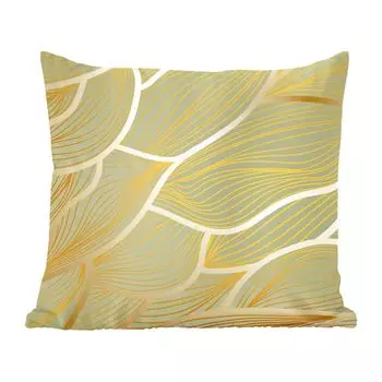 MuchoWow Декоративная подушка Диванная подушка Декоративная подушка для гостиной 45 x 45 см Золотые волны на зеленом фоне - Чехлы для подушек - Декоративные чехлы для подушек - Декоративные чехлы для подушек