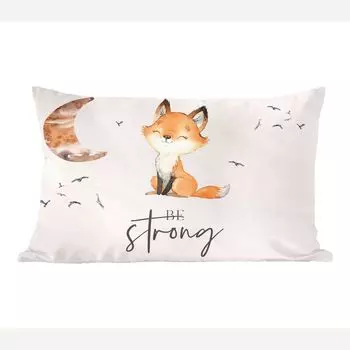 MuchoWow Декоративная подушка Диванная подушка Декоративная подушка для гостиной 60 x 40 см Цитаты - Акварель - Будь сильным - Дети - Лиса - Животные - Чехлы на подушки - Декоративные чехлы на подушки - Декоративные чехлы на подушки