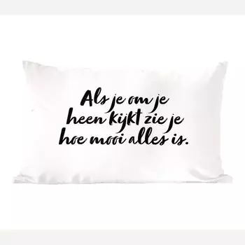 MuchoWow Декоративная подушка Диванная подушка Декоративная подушка для гостиной 50 x 30 см Цитаты - Когда смотришь вокруг, видишь, как все красиво - текст - Чехлы на диванные подушки - без наполнителя