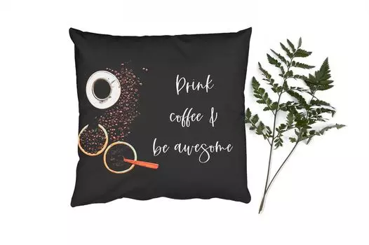 MuchoWow Декоративная подушка Диванная подушка Декоративная подушка для гостиной 40 x 40 см Цитаты - Пей кофе и будь великим - Пословицы - Кофе - Чехлы на диванные подушки - без наполнителя