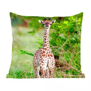 MuchoWow Декоративная подушка Диванная подушка Декоративная подушка для гостиной 45 x 45 см Детские - Жираф - Растения - Чехлы для подушек - Декоративные чехлы для подушек - Декоративные чехлы для подушек