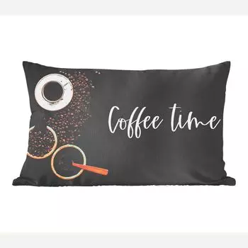 MuchoWow Декоративная подушка Диванная подушка Декоративная подушка для гостиной 50 x 30 см Цитаты - Пословицы - Время кофе - Чехлы на диванные подушки - без наполнителя