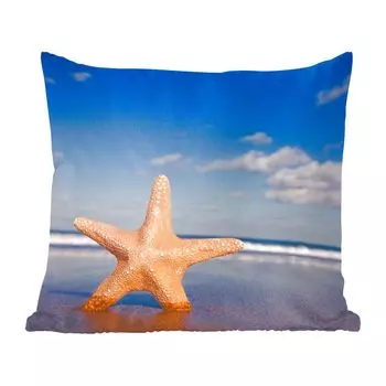 MuchoWow Декоративная подушка Диванная подушка Декоративная подушка для гостиной 45 x 45 см Морская звезда - Оранжевый - Песочный - Чехлы для подушек - Декоративные чехлы для подушек - Декоративные чехлы для подушек