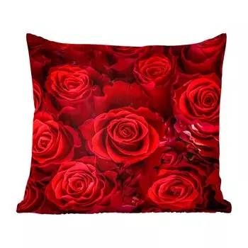 MuchoWow Декоративная подушка Диванная подушка Декоративная подушка для гостиной 45 x 45 см Цветы - Розы - Красный - Чехлы для подушек - Декоративные чехлы для подушек - Декоративные чехлы для подушек