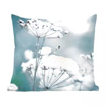 MuchoWow Декоративная подушка Диванная подушка Декоративная подушка для гостиной 45 x 45 см Снег - Цветы - Зима - Ветки - Чехлы для подушек - Декоративные чехлы для подушек - Декоративные чехлы для подушек
