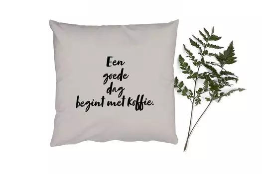 MuchoWow Декоративная подушка Диванная подушка Декоративная подушка для гостиной 40 x 40 см Хороший день начинается с кофе - цитата - серо-коричневый - Чехлы на диванные подушки - без наполнителя