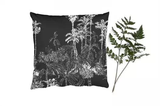 MuchoWow Декоративная подушка Диванная подушка Декоративная подушка для гостиной 60 x 60 см Пальма - Джунгли - Тропический - Наволочка - Хлопчатобумажная ткань - Декоративные наволочки